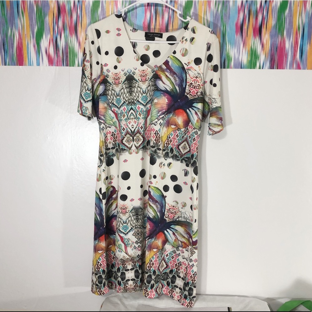 Tango Mango vibrant butterfly dress, Medium